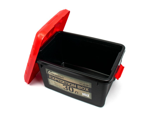 Ящик многофункциональный особопрочный СЛЕДОПЫТ Expedition Box, 30 л, 500х360х320 мм, черный/красный PF-EB-05