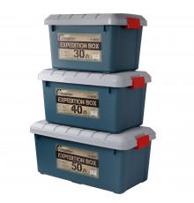 Набор ящиков Следопыт Expedition Box 30 л, 40 л, 50 л зелёный/серый PF-EB-03