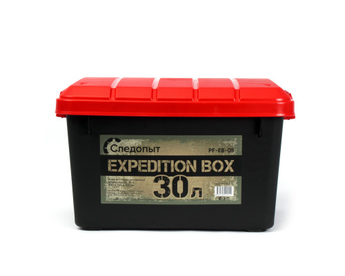 Ящик многофункциональный особопрочный СЛЕДОПЫТ Expedition Box, 30 л, 500х360х320 мм, черный/красный PF-EB-05