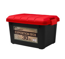Ящик многофункциональный особопрочный СЛЕДОПЫТ Expedition Box, 30 л, 500х360х320 мм, черный/красный PF-EB-05