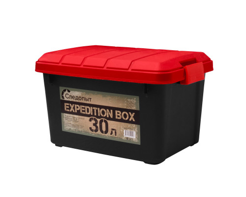 Ящик многофункциональный особопрочный СЛЕДОПЫТ Expedition Box, 30 л, 500х360х320 мм, черный/красный PF-EB-05