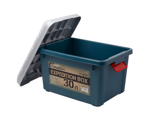 Ящик многофункциональный особопрочный СЛЕДОПЫТ Expedition Box, 30 л, 500х360х320 мм, зеленый/серый PF-EB-06