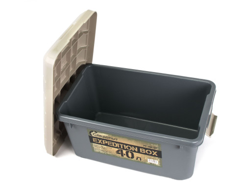 Ящик многофункциональный особопрочный СЛЕДОПЫТ Expedition Box, 40 л, 600х360х320 мм, графит/бежевый PF-EB-07