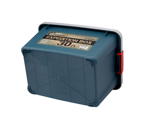 Ящик многофункциональный особопрочный СЛЕДОПЫТ Expedition Box, 30 л, 500х360х320 мм, зеленый/серый PF-EB-06