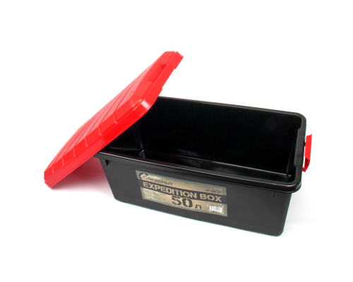 Ящик многофункциональный особопрочный СЛЕДОПЫТ Expedition Box, 50 л, 700х360х320 мм, черный/красный PF-EB-11