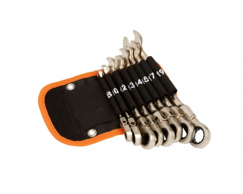 Набор комбинированных ключей с трещоткой в сумке MAXPILER MXT-8-SB