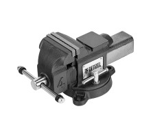 Тиски слесарные BVH-100, 100 мм, поворотные, стальная направляющая, с наковальней Denzel 18683