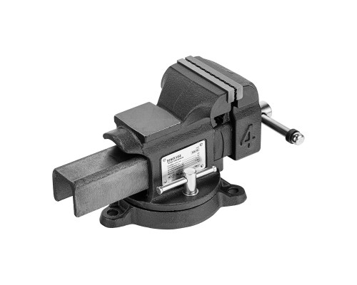 Тиски слесарные BVH-100, 100 мм, поворотные, стальная направляющая, с наковальней Denzel 18683