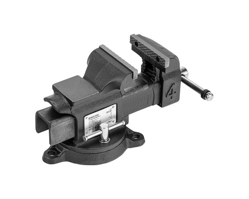 Тиски слесарные BVH-100, 100 мм, поворотные, стальная направляющая, с наковальней Denzel 18683