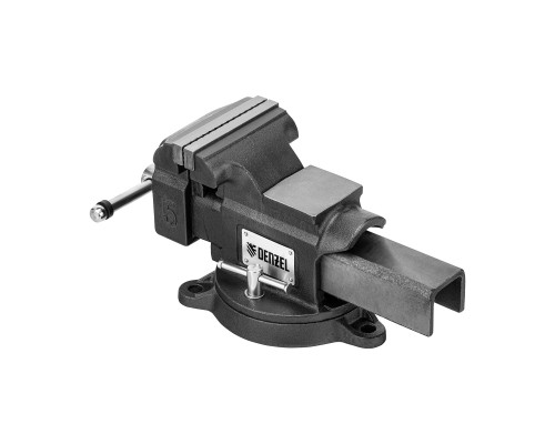 Тиски слесарные BVH-125, 125 мм, поворотные, стальная направляющая, с наковальней Denzel 18684