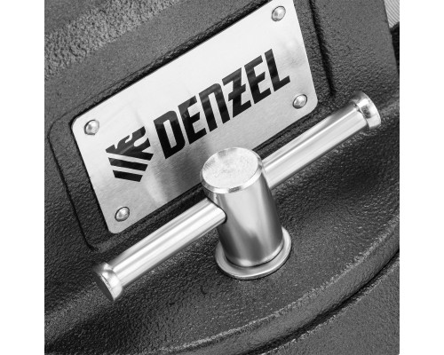 Тиски слесарные BVH-125, 125 мм, поворотные, стальная направляющая, с наковальней Denzel 18684