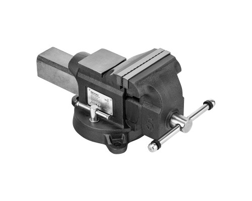 Тиски слесарные BVH-125, 125 мм, поворотные, стальная направляющая, с наковальней Denzel 18684