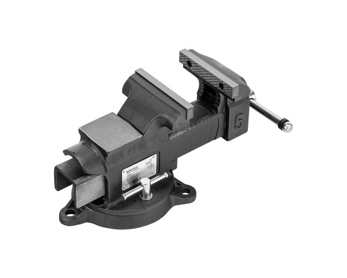 Тиски слесарные BVH-125, 125 мм, поворотные, стальная направляющая, с наковальней Denzel 18684