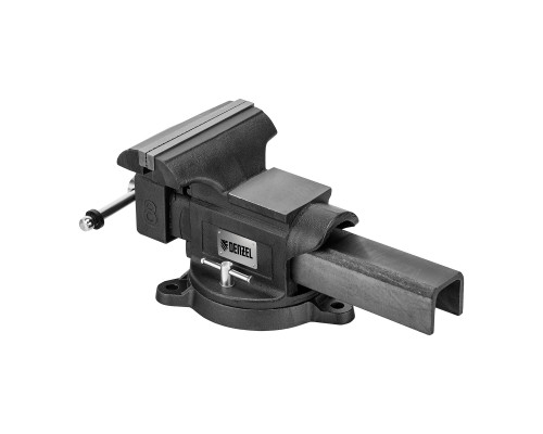 Тиски слесарные BVH-200, 200 мм, поворотные, стальная направляющая, с наковальней Denzel 18686