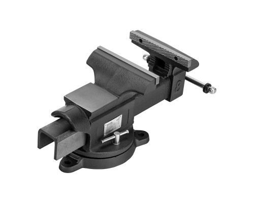 Тиски слесарные BVH-200, 200 мм, поворотные, стальная направляющая, с наковальней Denzel 18686