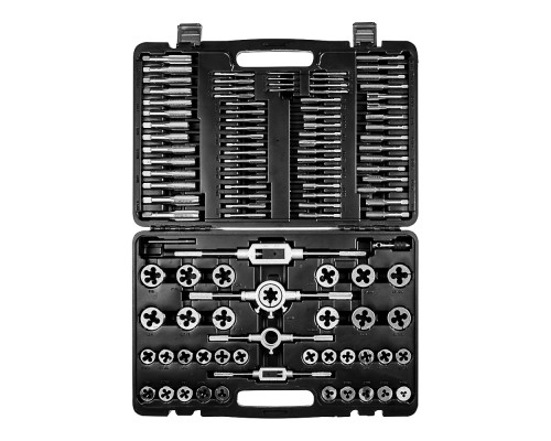 Набор метчиков и плашек ЕРМАК 110 предметов в пластиковом кейсе 637-004