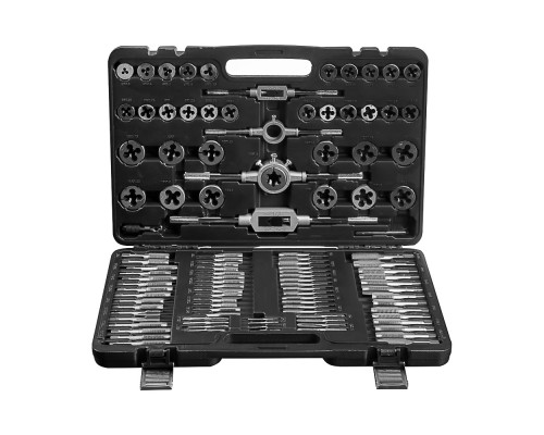 Набор метчиков и плашек ЕРМАК 110 предметов в пластиковом кейсе 637-004