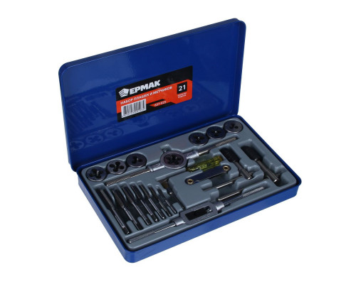 Набор плашек и метчиков ЕРМАК 21 шт. 637-025