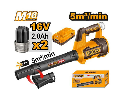 Аккумуляторная воздуходувка INGCO INDUSTRIAL 16 В 2x2 Ач CABLI168082