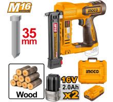 Аккумуляторный нейлер 16В, 2хАКБ и ЗУ, GA18 15-35мм INGCO INDUSTRIAL CBNLI2038