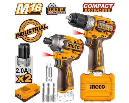Набор шуруповерт и бесщеточный импульсный винтоверт INGCO INDUSTRIAL 16 В COSLI240968