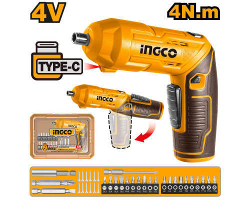 Аккумуляторная отвертка INGCO 4 В 4 Нм 1/4" CSDLI04425