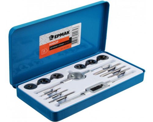 Набор метчиков и плашек ЕРМАК 14 предметов М3-М10 657-002