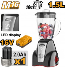Аккумуляторный стационарный блендер 16В, 1,5 л INGCO CJB052K