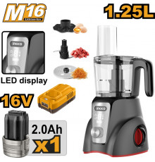 Аккумуляторный кухонный комбайн 16 В, 1,25 л INGCO CFP027K