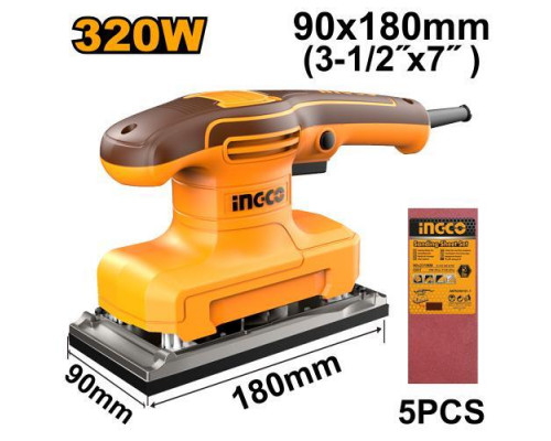 Шлифовальная машина вибрационная INGCO INDUSTRIAL 180х90 мм FS3216