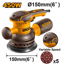 Эксцентриковая шлифовальная машина 450 Вт 150мм INGCO INDUSTRIAL RS4516