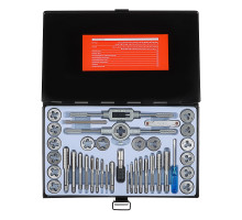 Набор метчиков и плашек ЕРМАК 40 предметов в металлическом кейсе 637-005