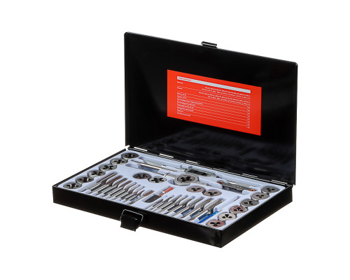 Набор метчиков и плашек ЕРМАК 40 предметов в металлическом кейсе 637-005