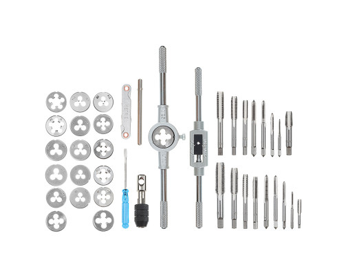 Набор метчиков и плашек ЕРМАК 40 предметов в металлическом кейсе 637-005