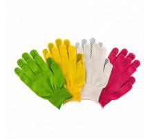 Перчатки в наборе, цвета: белые, розовая фуксия, желтые, зеленые, ПВХ точка, L Palisad 67852