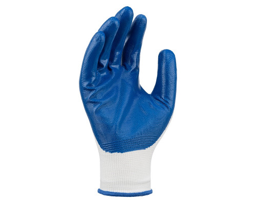 Перчатки полиэфирные с синим нитрильным покрытием, размер 9, 13 класс вязки СИБРТЕХ 678625