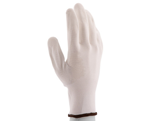 Перчатки трикотажные с белым полиуретановым покрытием, размер L, 15 класс вязки СИБРТЕХ 67866