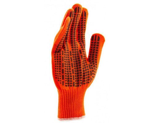 Перчатки трикотажные, акрил, ПВХ гель, "Протектор", оранжевый, оверлок СИБРТЕХ 68669