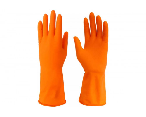 Резиновые перчатки для уборки VETTA оранжевые, S 447-034