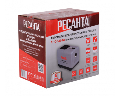 Автоматическая насосная станция Ресанта АНС-5400И с инверторным двигателем 77/1/10