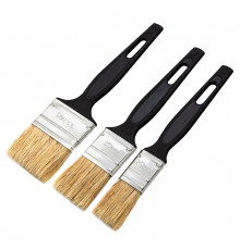 Набор флейцевых кистей СИБРТЕХ 3шт., натуральная щетина, пластиковая ручка 82507