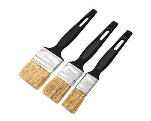 Набор флейцевых кистей СИБРТЕХ 3шт., натуральная щетина, пластиковая ручка 82507