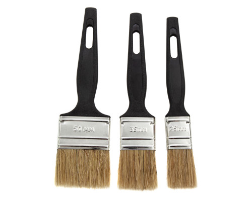 Набор флейцевых кистей СИБРТЕХ 3шт., натуральная щетина, пластиковая ручка 82507