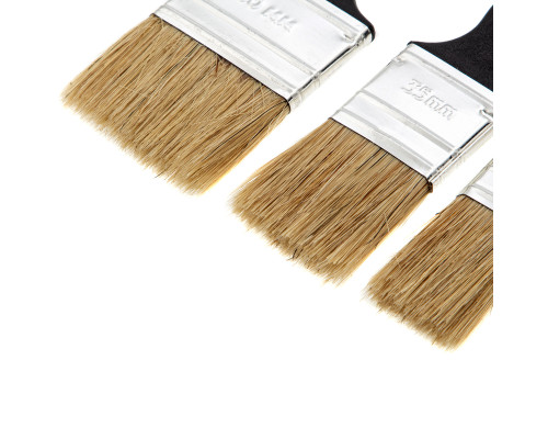 Набор флейцевых кистей СИБРТЕХ 3шт., натуральная щетина, пластиковая ручка 82507