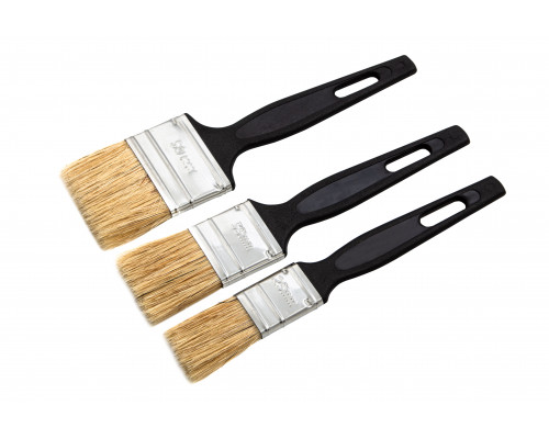 Набор флейцевых кистей СИБРТЕХ 3шт., натуральная щетина, пластиковая ручка 82507