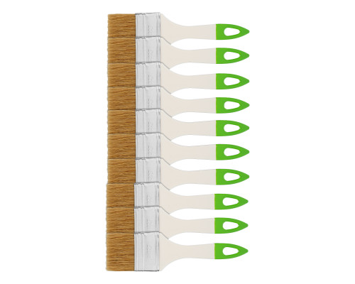 Кисть флейцевая 50х8, натуральная щетина, пластиковая ручка, 10 шт Сибртех 82580