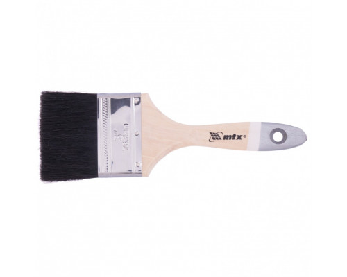 Плоская кисть натуральная черная щетина, деревянная ручка 3" MTX 82641