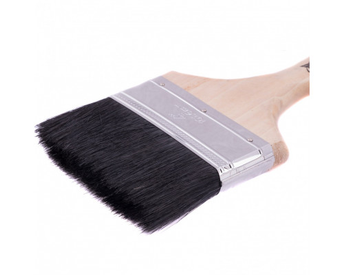 Плоская кисть натуральная черная щетина, деревянная ручка 4" MTX 82643