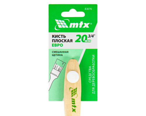 Кисть MTX плоская "Евро" 3/4", смешанная щетина, деревянная ручка 83076