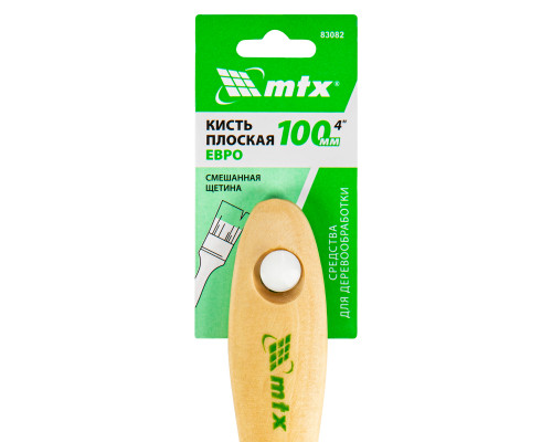 Кисть MTX плоская "Евро" 4", смешанная щетина, деревянная ручка 83082